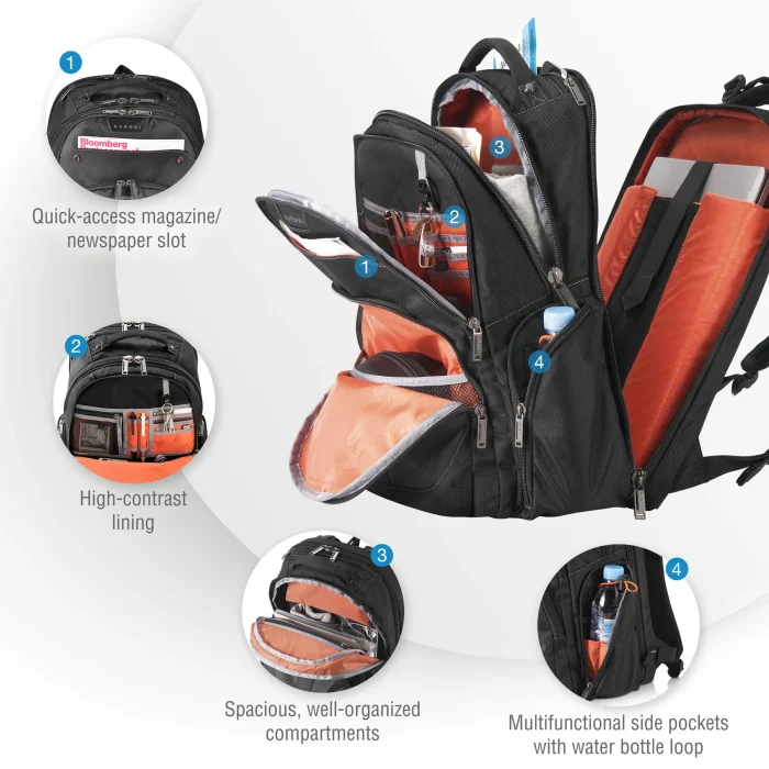 EVERKI EKP121S15 ATLAS 11''-15.6'' BACKPACK - Everki Atlas, 39.6 cm (15.6"), Notebook compartment, Black
