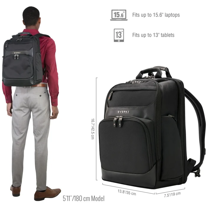 EVERKI EKP132 ONYX 15.6'' LAPTOP BACKPACK - Everki ONYX, Backpack, 39.6 cm (15.6"), Shoulder strap, 1.6 kg