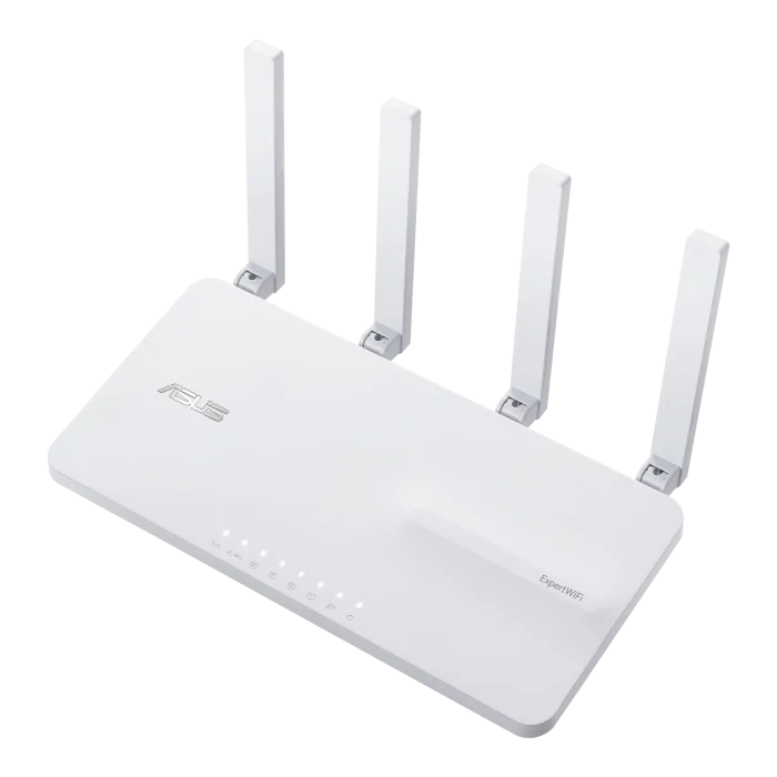 ASUS ROUTER/Expert/2402Mbp 574Mbps/1xWAN/4xLAN/2xUSB/AiMesh/100device/AiProtectPro/VPN/Self-Defi Network/Device Access Control. - ASUS EBR63 – Expert WiFi, Wi-Fi 6 (802.11ax), Dual-band (2.4 GHz / 5 GHz), Ethernet LAN, White, Tabletop router