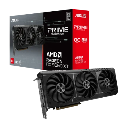 ASUS Graphics Card/AMD/PCIe5/8GB GDDR6/OC mode:up to 3330 MHz (Boost Clock)/Default mode:up to 3310 MHz(Boost)1xHDMI/2xDP/550W - ASUS Prime -RX9060XT-O8G, Radeon RX 9060 XT, 8 GB, GDDR6, 128 bit, 7680 x 4320 pixels, PCI Express 5.0