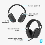 981-001213 - Logitech ZONE VIBE 100 WIRELESS BLUETOOTH HEADSET GRAPHITE - 2 year limited warranty - Logitech Zone Vibe 100, Wireless, Calls/Music, 185 g, Headset, Graphite