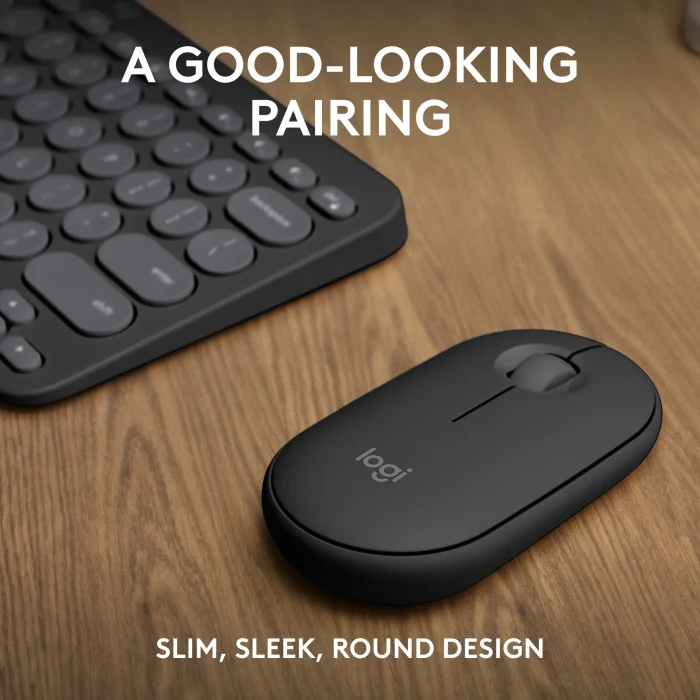 Pebble 2 Combo - TONAL GRAPHITE - US INT'L - 2.4GHZ/BT - N/A - Logitech 920-012239, Wireless, RF Wireless + Bluetooth, Scissor key switch, QWERTY, Graphite, Mouse included