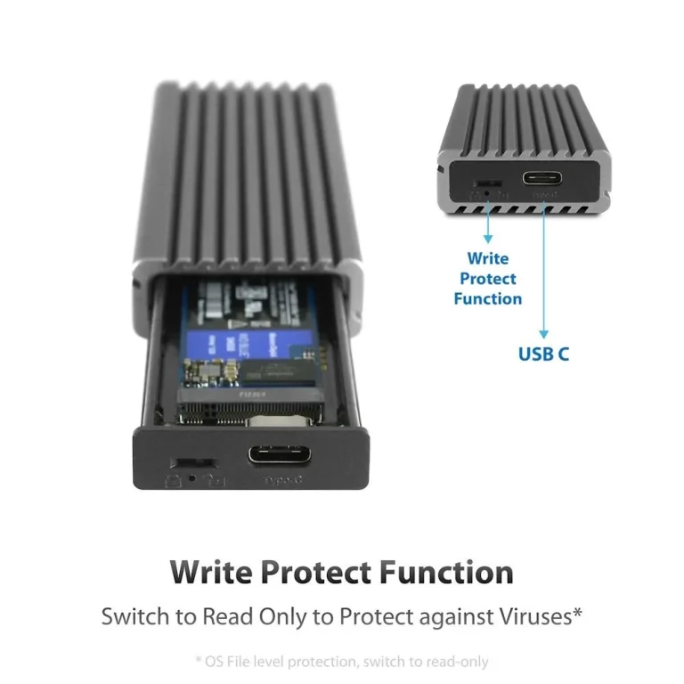 VANTEC NST-205C3-SG - Vantec NST-205C3-SG, SSD enclosure, M.2, PCI Express 3.0, USB connectivity, Aluminium