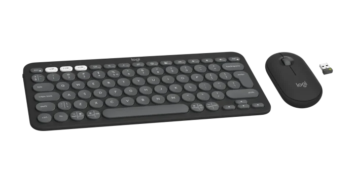 Pebble 2 Combo - TONAL GRAPHITE - US INT'L - 2.4GHZ/BT - N/A - Logitech 920-012239, Wireless, RF Wireless + Bluetooth, Scissor key switch, QWERTY, Graphite, Mouse included