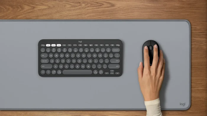 LOGI Pebble Mouse 2 M350s - TONAL GRAPHITE - BT - Logitech 910-007015, Ambidextrous, Optical, RF Wireless + Bluetooth, 4000 DPI, Graphite