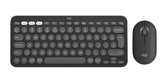 Pebble 2 Combo - TONAL GRAPHITE - US INT'L - 2.4GHZ/BT - N/A - Logitech 920-012239, Wireless, RF Wireless + Bluetooth, Scissor key switch, QWERTY, Graphite, Mouse included