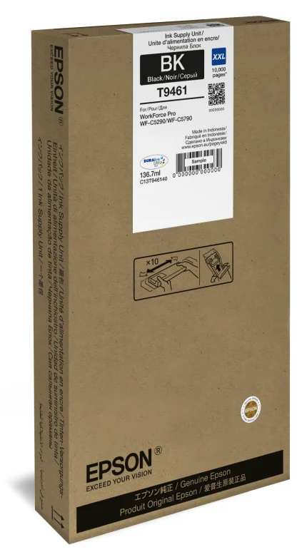 WF-C5xxx Series Ink Cartridge XXL Black - 10000 pages - Epson WF-C5x90 Series Ink Cartridge XXL Black, Extra (Super) High Yield, Black, Pigment-based ink, 136.7 ml, 1 pc(s), 10000 pages