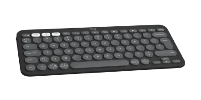 LOGI Pebble Keys 2 K380s - TONAL GRAPHITE - US INT'L - BT - Logitech Pebble Keys 2 K380s, Mini, Wireless, RF Wireless + Bluetooth, Scissor key switch, QWERTY, Graphite