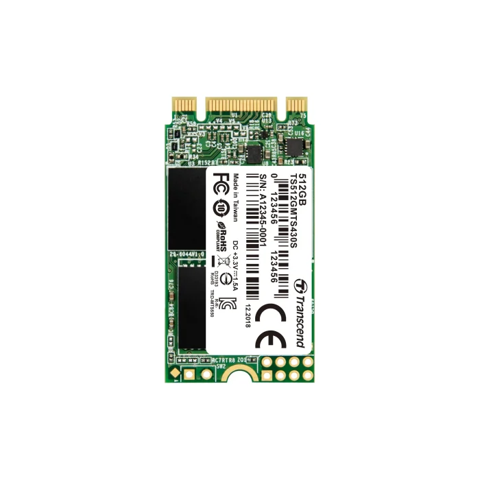 TRANSCEND 512B MTS420S SATA3 M.2 2242 SSD - 3D NAND - Transcend M.2 SSD 430S 512GB, 512 GB, M.2, 560 MB/s, 6 Gbit/s
