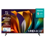 Hisense LEDN43A6N 43inch UHD 4K;Precision Colour;Game Mode Plus;Dolby Vision;Smooth Motion ;Dolby Audio;Airplay2 &Smart Home Rea - Hisense 43A6N, 109.2 cm (43"), 3840 x 2160 pixels, LED, Smart TV, Wi-Fi, Black