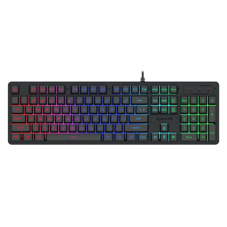 Redragon K521 Upgrade Rainbow LED 104-Key Membrane Gaming Keyboard Black