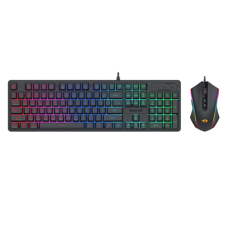 Redragon S107 RGB Gaming Essentials Wired Gaming Keyboard and Mouse Bundle Black