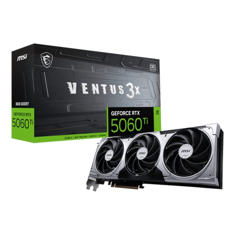 MSI GeForce RTX 5060 Ti VENTUS 3X OC 16GB GDDR7 Graphics Card Black/Silver