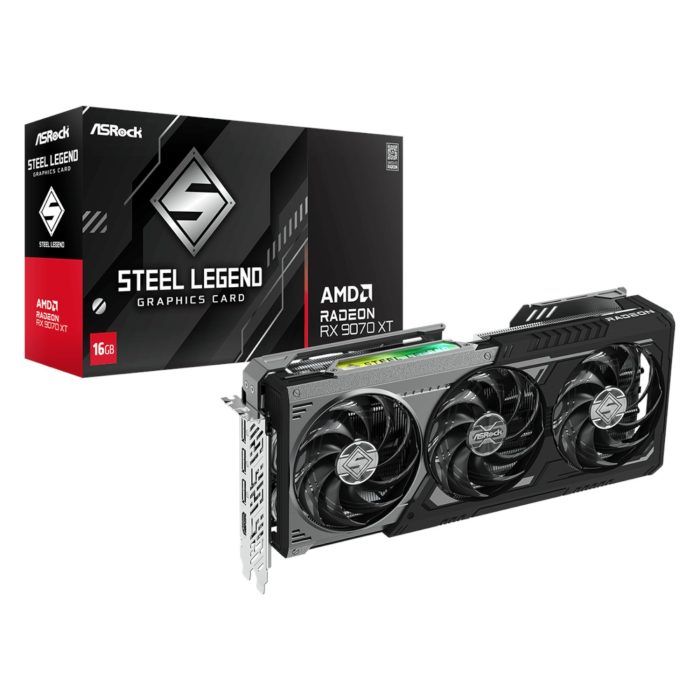 ASRock Radeon RX9070 XT Steel Legend Dark 16GB Graphics Card Black