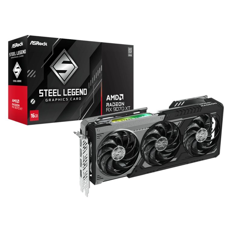 ASRock Radeon RX9070 XT Steel Legend Dark 16GB Graphics Card Black