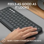 LOGI Pebble Keys 2 K380s - TONAL GRAPHITE - US INT'L - BT - Logitech Pebble Keys 2 K380s, Mini, Wireless, RF Wireless + Bluetooth, Scissor key switch, QWERTY, Graphite