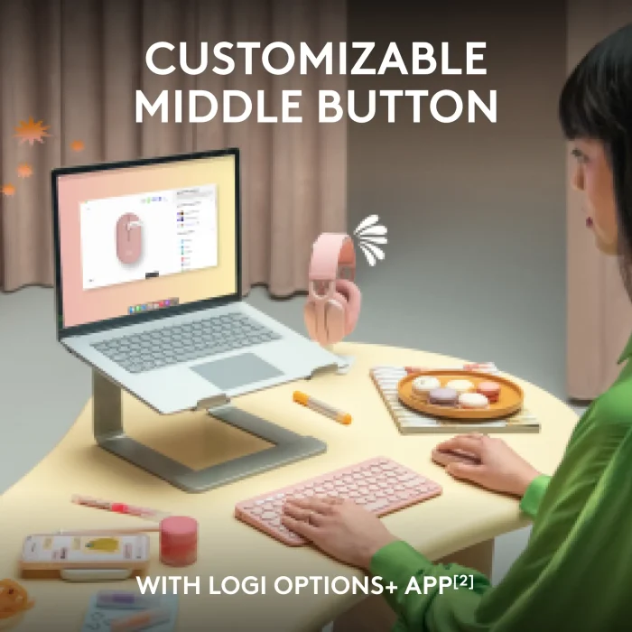 LOGI Pebble Mouse 2 M350s - TONAL GRAPHITE - BT - Logitech 910-007015, Ambidextrous, Optical, RF Wireless + Bluetooth, 4000 DPI, Graphite