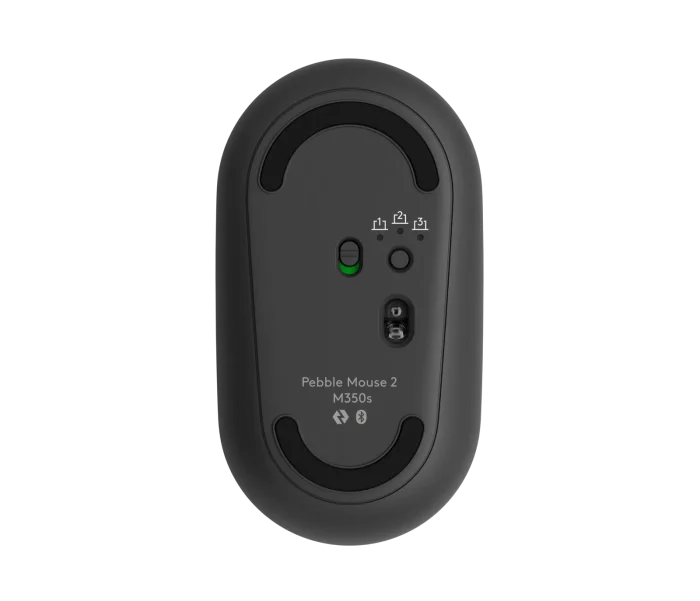 LOGI Pebble Mouse 2 M350s - TONAL GRAPHITE - BT - Logitech 910-007015, Ambidextrous, Optical, RF Wireless + Bluetooth, 4000 DPI, Graphite